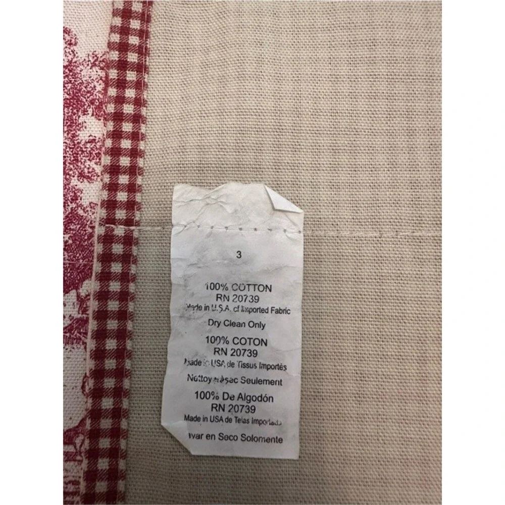 Vintage French Country Red Toile Window Treatment Set 10 Pc Cotton Made USA